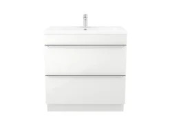Meuble vasque à poser blanc l.80 cm Imandra + plan vasque blanc céramique Nira, GoodHome