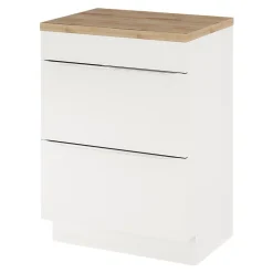 Meuble vasque à poser blanc brillant l.60 cm Imandra + plan de toilette chêne massif Hartland, GoodHome