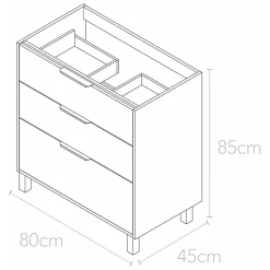 Meuble vasque à poser blanc mat l.80 cm + plan simple vasque porcelaine, Futurbath Louna