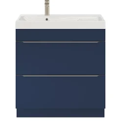 Meuble vasque à poser bleu nuit mat l.80 cm Imandra + plan vasque blanc résine Mila, GoodHome