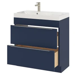 Meuble vasque à poser bleu nuit mat l.80 cm Imandra + plan vasque blanc résine Mila, GoodHome