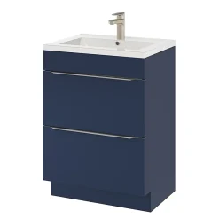 Meuble vasque à poser bleu nuit mat l.60 cm Imandra + plan vasque blanc céramique Nira, GoodHome
