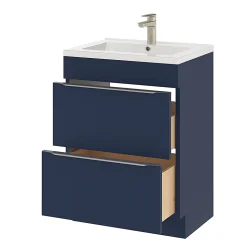 Meuble vasque à poser bleu nuit mat l.60 cm Imandra + plan vasque blanc céramique Nira, GoodHome