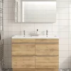 Meuble vasque à poser effet chêne l.120 cm Imandra + plan vasque blanc résine, GoodHome
