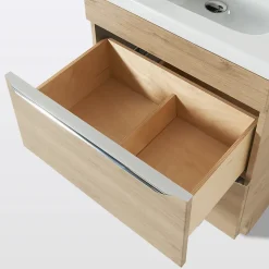 Meuble vasque à poser effet chêne l.60 cm Imandra + plan vasque blanc céramique Lana, GoodHome