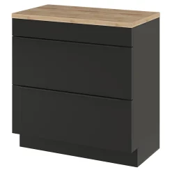 Meuble vasque à poser noir mat l.80 cm Imandra + plan de toilette chêne massif Hartland, GoodHome