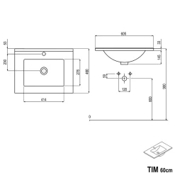 Meuble vasque Anthracite mat strié de salle de bain 60x46x62cm (LxPxH) + vasque céramique, Poignées chrome - TIM60