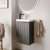 Meuble vasque Anthracite mat strié de salle de bain 40x22x55cm (LxPxH) + vasque céramique, Poignée Noir mat - TIM40