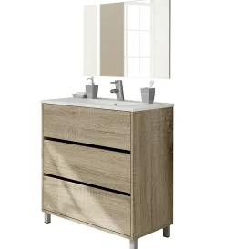 Meuble Vasque avec miroir coloris Cambrian - Hauteur 90 x Longueur 81.5 x Profondeur 46.5 cm