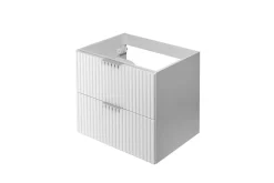 Meuble vasque, Blanc, 60 x 57 x 46 cm, poignée argentée, sans plateau