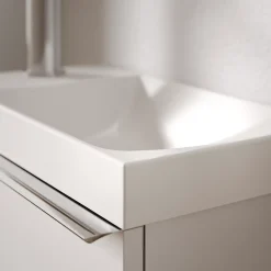 Meuble vasque Blanc mat strié de salle de bain 40x22x55cm (LxPxH) + vasque céramique, Poignée Chrome - TIM40