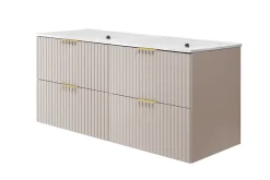 Meuble vasque, Cachemire, 120 (2 x 60) x 57 x 46 cm, poignée dorée, sans plateau