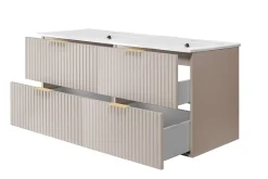 Meuble vasque, Cachemire, 120 (2 x 60) x 57 x 46 cm, poignée dorée, sans plateau