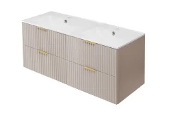 Meuble vasque, Cachemire, 120 (2 x 60) x 57 x 46 cm, poignée dorée, sans plateau