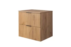 Meuble vasque, Chêne Craft, 60 x 57 x 46 cm, poignée noire + Plan de travail
