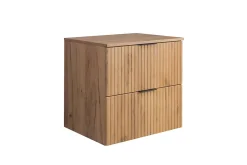 Meuble vasque, Chêne Craft, 60 x 57 x 46 cm, poignée noire + Plan de travail