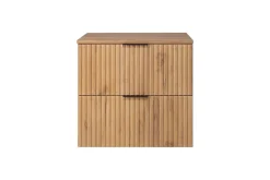 Meuble vasque, Chêne Craft, 60 x 57 x 46 cm, poignée noire + Plan de travail