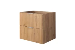 Meuble vasque, Chêne Craft, 60 x 57 x 46 cm, poignée argentée, sans plateau