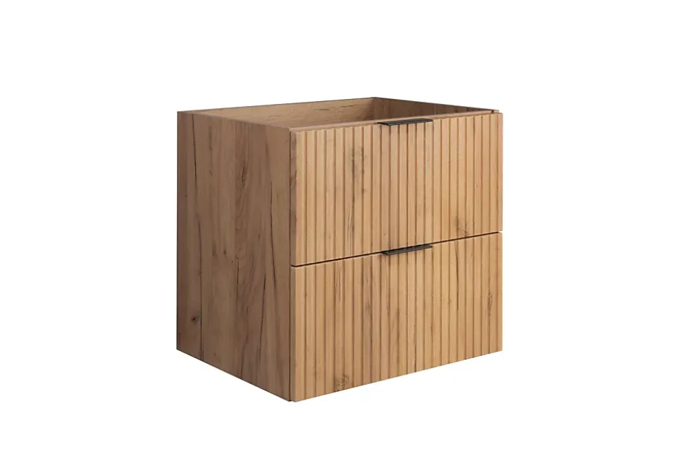 Meuble vasque, Chêne Craft, 60 x 57 x 46 cm, poignée noire, sans plateau