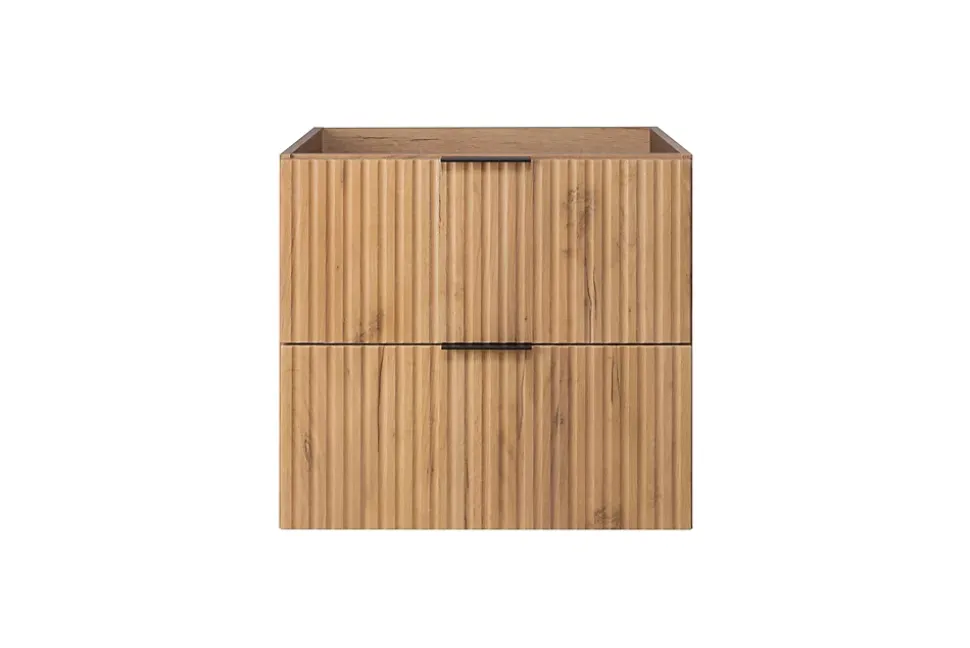 Meuble vasque, Chêne Craft, 60 x 57 x 46 cm, poignée noire, sans plateau