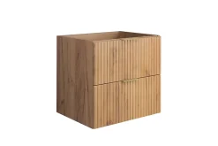 Meuble vasque, Chêne Craft, 60 x 57 x 46 cm, poignée dorée, sans plateau