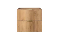 Meuble vasque, Chêne Craft, 60 x 57 x 46 cm, poignée dorée, sans plateau