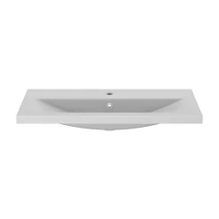 Meuble vasque faible profondeur effet bois avec porte-serviette l.85 x H.82 x P.36 cm Maza + plan vasque céramique Nira, GoodHome