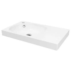 Meuble vasque faible profondeur blanc avec porte-serviettes l.65 x H.82 x P.36 cm + plan vasque résine blanc, GoodHome Maza