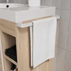 Meuble vasque faible profondeur effet bois avec porte-serviettes l.65 x H.82 x P.36 cm Maza + plan vasque résine, GoodHome Maza