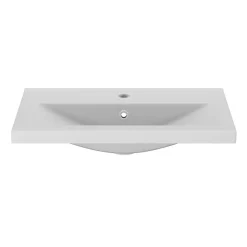 Meuble vasque faible profondeur blanc avec porte-serviettes l.65 x H.82 x P.36 cm Maza + plan vasque céramique blanc Nira, GoodHome