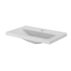 Meuble vasque faible profondeur blanc avec porte-serviettes l.65 x H.82 x P.36 cm Maza + plan vasque céramique blanc Nira, GoodHome