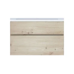 Meuble vasque faible profondeur suspendu effet chêne artisan l.90 cm + plan vasque blanc en résine, Calao