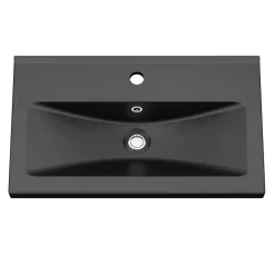 Meuble vasque faible profondeur blanc avec porte-serviettes l.85 x H.82 x P.36 cm Maza + plan vasque céramique noir Nira, GoodHome