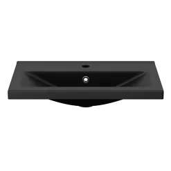 Meuble vasque faible profondeur blanc avec porte-serviettes l.85 x H.82 x P.36 cm Maza + plan vasque céramique noir Nira, GoodHome