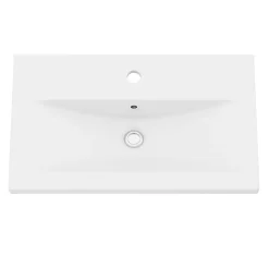 Meuble vasque faible profondeur effet bois avec porte-serviettes l.65 x H.82 x P.36 cm + plan vasque céramique blanc Nira, GoodHome