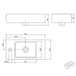 Meuble vasque Gris soie de salle de bain 55x24x59cm (LxPxH) 1 porte à droite + 2 cases rangement - BELDIVO