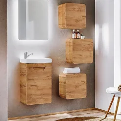 Meuble vasque lave main encastrable aspect bois 40cm Aruba Craft