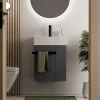 Meuble vasque lave-main Anthracite mat 45x35x50cm (LxPxH) 1 tiroir + rangement droite + poignée Noir mat - COMPACT450