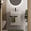 Meuble vasque lave-main Blanc mat 45x35x50cm (LxPxH) 1 tiroir + rangement droite + poignée Noir mat - COMPACT450