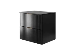 Meuble vasque, Noir Mat, 60 x 57 x 46 cm, poignée dorée + Plan de travail