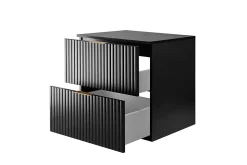Meuble vasque, Noir Mat, 60 x 57 x 46 cm, poignée dorée + Plan de travail
