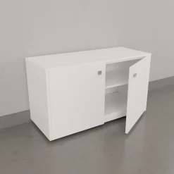 Meuble vasque PMR EPURE 90 cm avec miroir led Elégance et caisson roulant - Blanc brillant