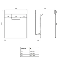 Meuble vasque PMR EPURE 90 cm avec miroir led Elégance et caisson roulant - Blanc brillant