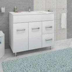 Meuble vasque sur pieds MADRID - simple vasque Blanc L. 100 cm - Saniverre