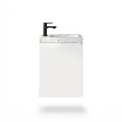 Meuble vasque suspendu blanc mat l.44 cm Imandra + plan vasque terrazzo, GoodHome