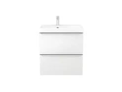 Meuble vasque suspendu blanc brillant l.60 cm Imandra + plan vasque blanc résine Mila, GoodHome