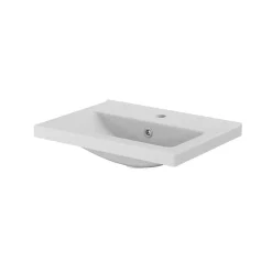 Meuble vasque suspendu faible profondeur effet chêne l.50 cm Imandra + plan vasque blanc céramique Nira, GoodHome