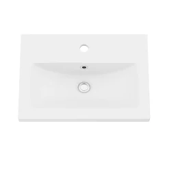 Meuble vasque suspendu faible profondeur effet chêne l.50 cm Imandra + plan vasque blanc céramique Nira, GoodHome