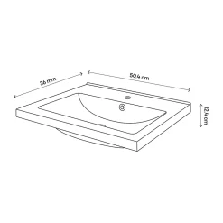 Meuble vasque suspendu faible profondeur effet chêne l.50 cm Imandra + plan vasque blanc céramique Nira, GoodHome