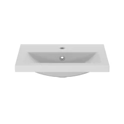 Meuble vasque suspendu faible profondeur effet chêne l.50 cm Imandra + plan vasque blanc céramique Nira, GoodHome